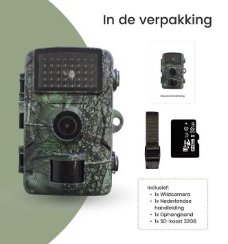 Professionele Wildcamera met nachtzicht 16MP - Wildlife camera met sensor - Incl. 32GB SD Kaart