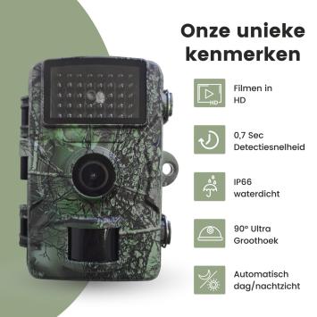 Professionele Wildcamera met nachtzicht 16MP - Wildlife camera met sensor - Incl. 32GB SD Kaart